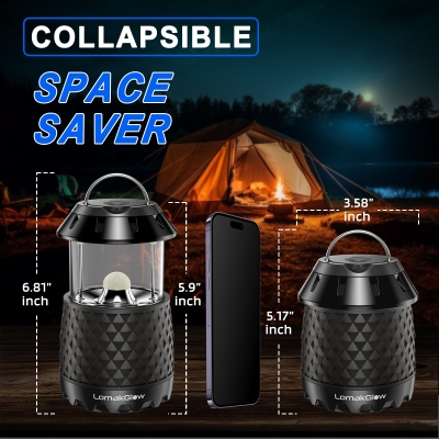 LomakGlow LED Camping Lantern – Collapsible, Waterproof, White Bright Light for Power Outages, Hurri