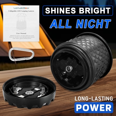 LomakGlow LED Camping Lantern – Collapsible, Waterproof, White Bright Light for Power Outages, Hurri