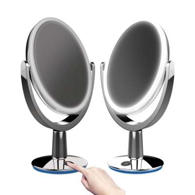 Superstar Oval Shaped Dual-Sided Lighted Vanity Mirror, 1X/5X Magnifying Makeup Mirror