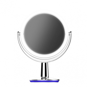 SuperGlow 9“ Round Dual-sided LED Vanity Mirror 1X/5X Magnifying Makeup Mirror, 360 Degree Rotating